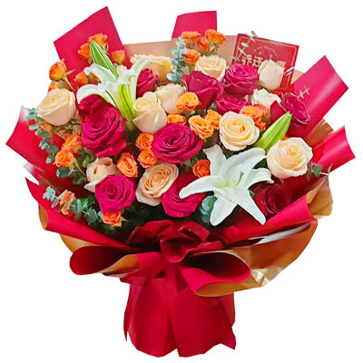 梧州19朵玫瑰百合，爱情永不凋零